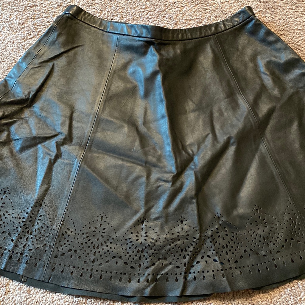 Joie Black Leather Laser Cut Mini Skirt